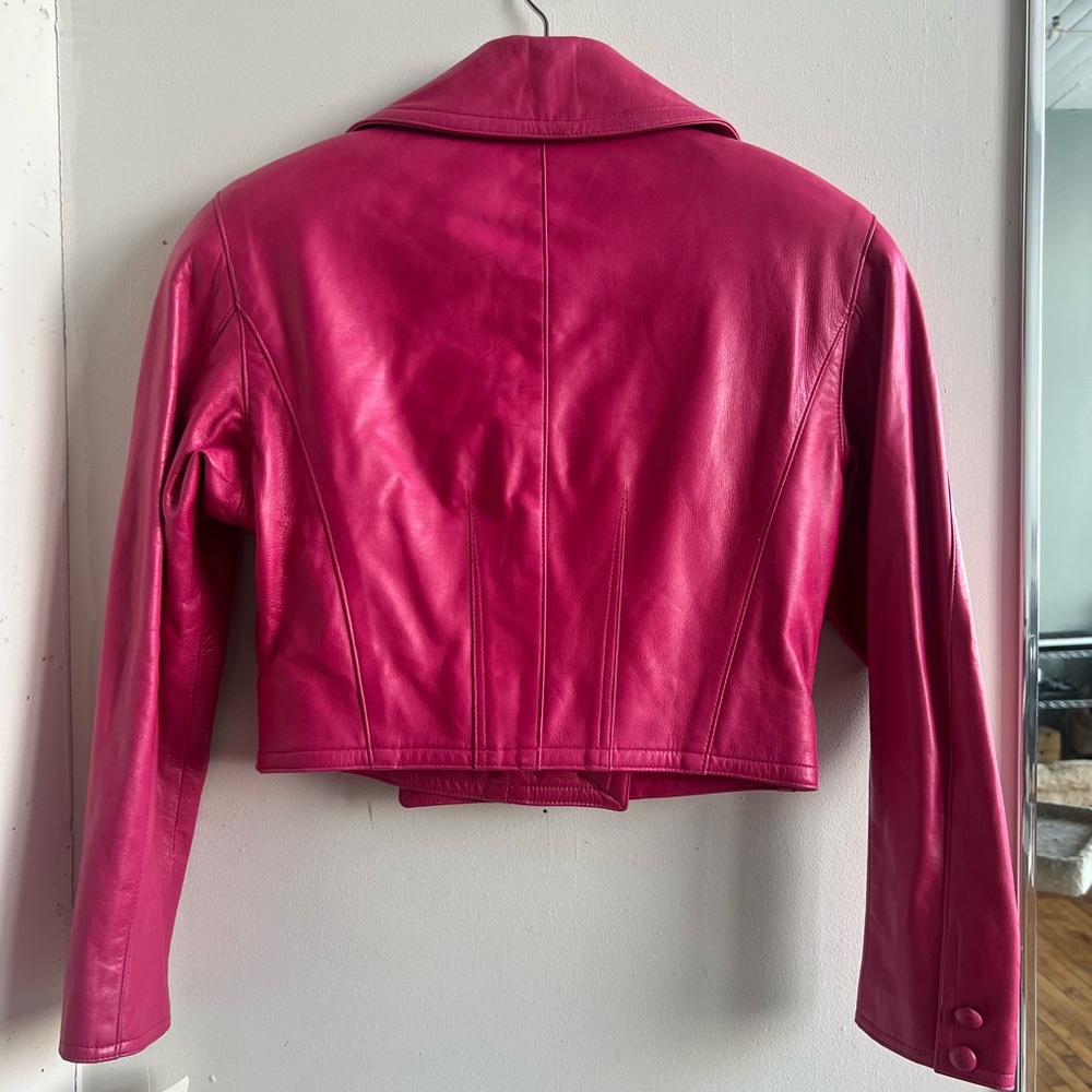 NWT Deadstock Vintage 80s Vakko Pink Leather Jacket - Picture 8 of 10